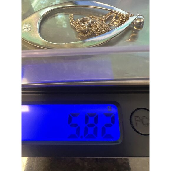 925 Sterling Silver Open Teardrop Pendant Necklace Thailand 5.82g 925 18" Chain - Picture 5 of 6